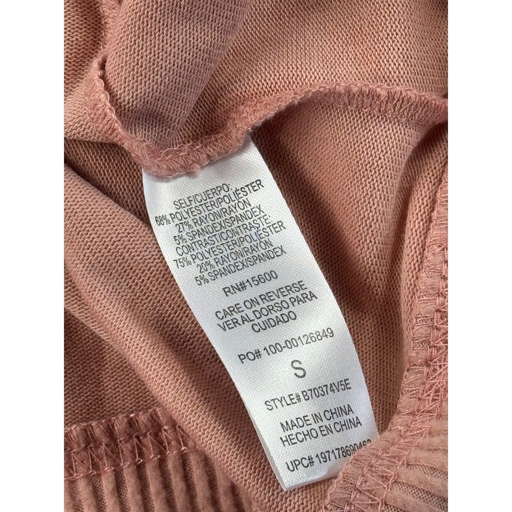 Democracy Pink Cowl Neck Ribbed Sleeve Kangaroo Pocket Pullover Sweater Size S - Picture 9 of 12